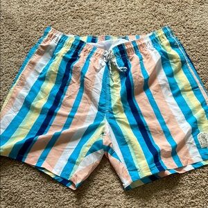 Blue and Yellow Quick-Dry Swim Trunks